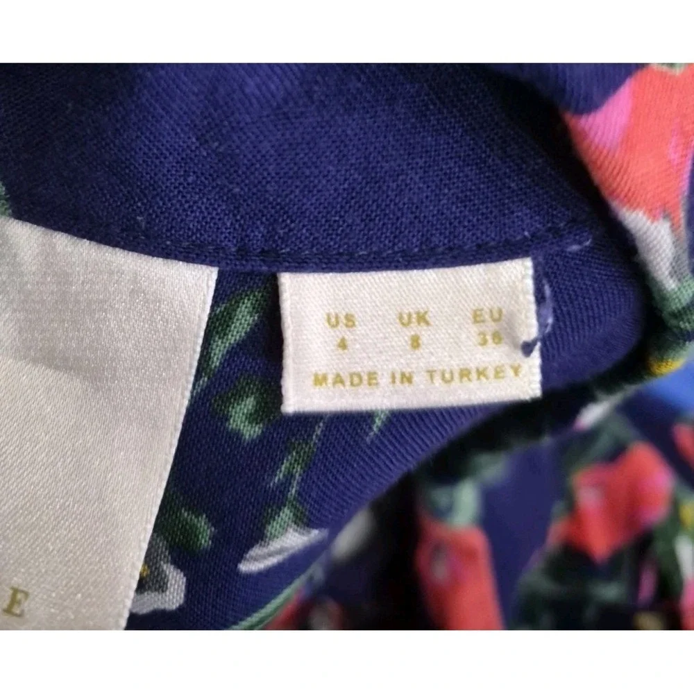 Anthropologie Maeve Floral Tie Front Sleeveless Button Down Blouse Top Sz 4 - Picture 5 of 6